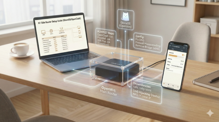【路由器】斐讯 N1 iStoreOS 旁路由终极配置指南：从安装到 NAS 完美直连