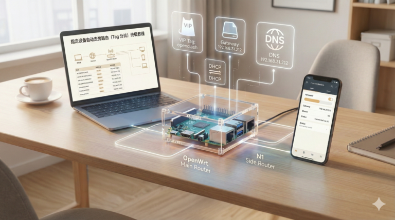 [路由器]OpenWrt 指定设备自动走旁路由 (Tag 分流) 终极教程